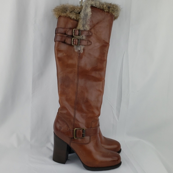 Frye Shoes - Frye Leather Knee High Fur Lined Boots